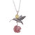 Rhodochrosite and Amber Sterling Silver Bird Necklace 'Hummingbird Treasure'