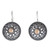 Antique Style Silver Earrings with 18k Gold Accents 'Ancient Java Sun'