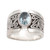 Artisan Crafted Sterling Silver Wide Ring with Blue Topaz 'Blue Karma'