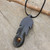 Handcrafted Black Leather Necklace with Tiger's Eye 'Feather Spirit in Black'