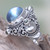 Artisan Crafted Blue Mabe Pearl and Peridot Cocktail Ring 'Regal Blue Glory'