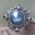 Artisan Crafted Blue Mabe Pearl and Peridot Cocktail Ring 'Regal Blue Glory'