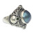 Artisan Crafted Blue Mabe Pearl and Peridot Cocktail Ring 'Regal Blue Glory'