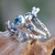 Dragonfly and Frog on Silver Blue Topaz Stacking Rings 3 'Garden of Eden'