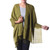 India Olive Green Silk and Wool Shawl 'Olive Forest'