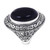 Ornate Handcrafted Onyx and Silver Bali Cocktail Ring 'Amed Eclipse'