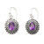 Amethysts on Sterling Silver Hook Earrings from India 'Spiritual Muse'