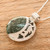 Reversible Silver Pendant Necklace with 2 Shades Green Jade 'Quetzal Lord Eclipse'