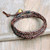 Men's Hand Braided Brown Leather Wrap Bracelet 'Double Cinnamon'