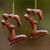 Playful Mother and Baby Ornaments Hand Carved Wood Pair 'Gentle Touch of a Mother'