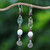 Handcrafted Jade and Pearl Dangle Earrings 'Clouds of Pearl'