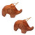 Hand Carved Petite Brown Elephant Wood Ornament Pair 'Little Brown Elephants'