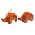 Hand Carved Petite Brown Elephant Wood Ornament Pair 'Little Brown Elephants'
