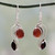 Silver Handcrafted Carnelian and Garnet Earrings from India 'Colorful Curves'