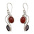 Silver Handcrafted Carnelian and Garnet Earrings from India 'Colorful Curves'