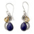 Silver and Lapis Lazuli Earrings with Faceted Citrine 'Two Teardrops'