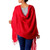 Women's Red All Wool Woven Shawl from India 'Valley of Kashmir in Red'