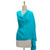 Turquoise Blue Woven Wool Shawl from India 'Valley Mist in Turquoise'