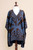Knitted Alpaca Poncho with Belt in Blue and Brown 'Andean Geometry'