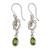 Silver and Peridot Dangle Earrings Crafted in India 'Lime Knot'