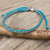 Hand Knotted Macrame Bracelet with Hill Tribe Silver Beads 'Blue Grey Progression'