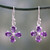 Amethyst Flower Earrings Handcrafted of 925 Sterling Silver 'Lilac Blossom'