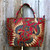 Bird Theme Beaded Batik Cotton Shoulder Bag from Bali 'Sawunggaling Dance'