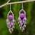 Purple Beaded Chandelier Earrings with Quartz and Glass 'Brilliant Meteor'