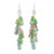 Quartz and Glass Bead Waterfall Earrings in Green Shades 'Brilliant Cascade'