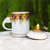 Benjarong White Elephant Coffee Mug and Lid with Gold Paint 'Thai Iyara'