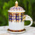 White Porcelain Lidded Benjarong Mug with Gold Application 'Thai Elixir'