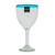 Clear with Aqua Rim Hand Blown 8 oz Wine Glasses Set of 6 'Aquamarine Kiss'