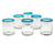 Set of 6 Clear with Aqua Rim Hand Blown 8 oz Juice Glasses 'Aquamarine Kiss'