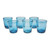 Set of 6 Aquamarine Hand Blown 10 oz Juice Glasses 'Aquamarine Bubbles'