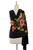 Woven Black Wool Shawl with Multicolor Floral Embroidery 'Midnight Garden'