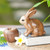 Fair Trade Hand Carved Wooden Rabbit Statuette 'Cute Ginger Rabbit'