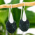 Dark Green Jade and Silver Handcrafted Modern Earrings 'Dark Maya Jungle'