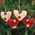 Handcrafted Felt Heart Ornaments in Red and Ivory Set of 4 'Joyful Hearts'