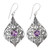 Balinese Style Amethyst and Sterling Silver Dangle Earrings 'Shine On'