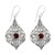 Sterling Silver 925 Dangle Earrings with Faceted Garnets 'Shine On'