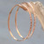 Women's Gold Plated Silver Bangle Bracelets from Bali Pair ''Rose Gold Mosaic''