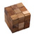 Artisan Crafted Natural Teak Wood Puzzle from Java 'Snake Cube'