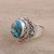 Sterling Silver Blue Composite Turquoise Cocktail Ring 'Golden Blue Delight'