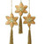 Three Gold Poinsettia Handcrafted Beaded Christmas Ornaments 'Golden Poinsettia'