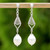Handmade Sterling Silver and Cultured Pearl Dangle Earrings 'Lily Mind'