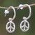 Sterling Silver Balinese Bamboo Motif Peace Symbol Earrings 'Bamboo Peace'