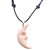 Hand Carved Balinese Moon Necklace in Leather and Bone 'Serene Crescent Moon'
