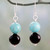 Onyx Earrings with Reconstituted Turquoise Crafted in India 'Azure at Midnight'
