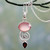 Indian Silver Necklace with Pink Chalcedony and Garnet 'Romantic Journey'