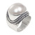 Balinese Cultured Pearl Sterling Silver Women's Ring 'Luminous Embrace'